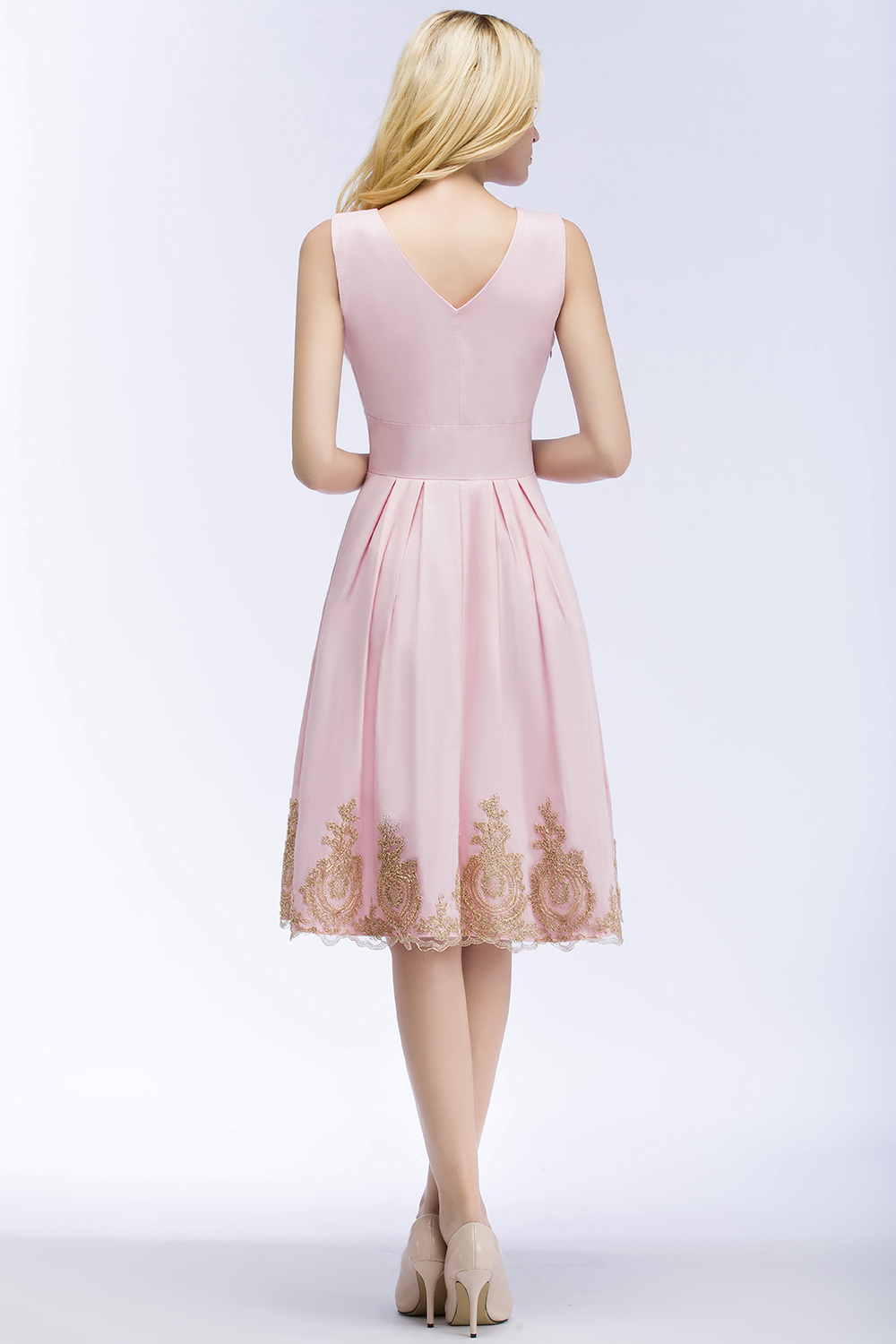 ROSEANNE | A-line V-neck Knee Length Sleeveless Appliques Homecoming Dresses-newarrivaldress