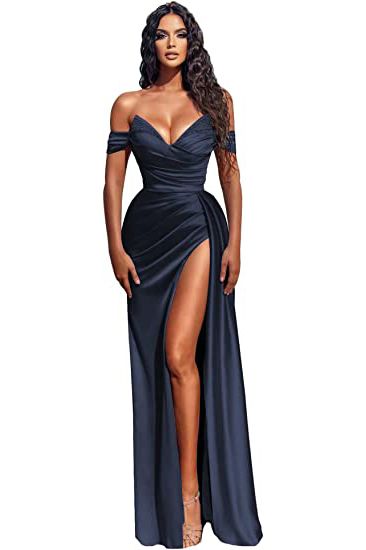 Sexy Off-the-Shoulder Satin Mermaid Prom Dress with Detachable Tail-newarrivaldress
