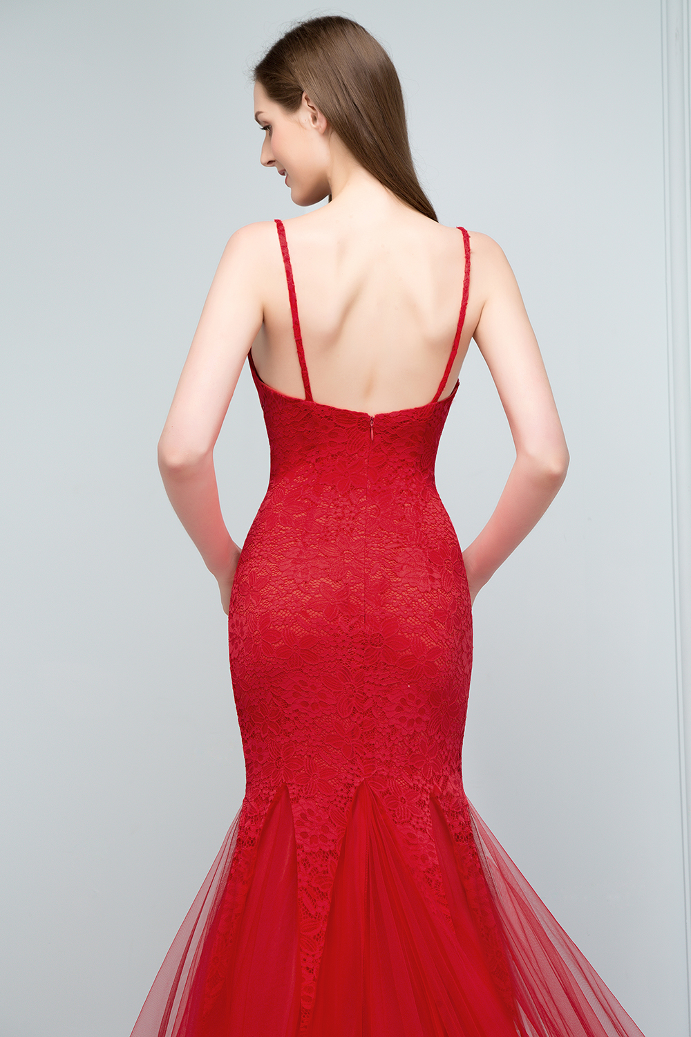 VANESSA | Mermaid Floor Length Illusion Neckline Sleeveless Tulle Lace Prom Dresses-newarrivaldress