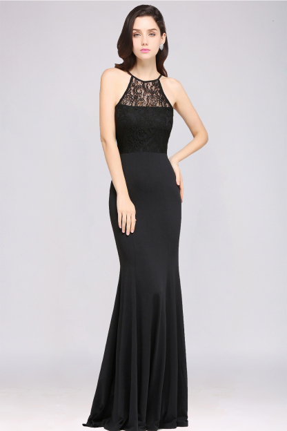 CHERISH | Mermaid Halter Floor-length Chiffon Black Prom Dress-newarrivaldress