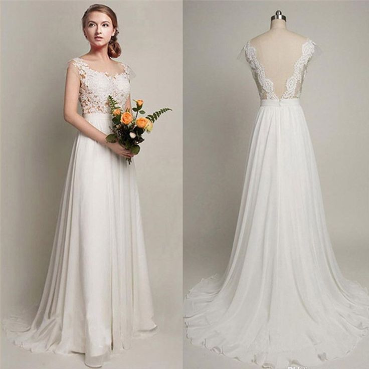 Elegant Sweep Train A-Line Bridal Gowns | Sleeveless Chiffon Wedding Dresses Online