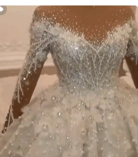 Luxurious Crystals Floral Bridal Gown with Long Sleeves-newarrivaldress