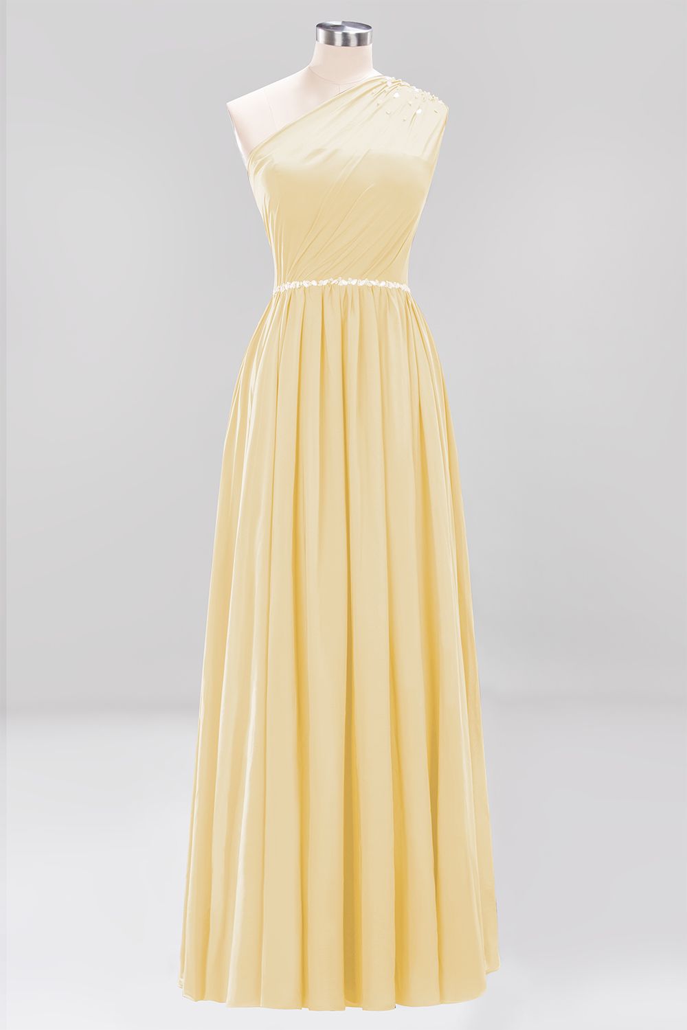 Elegant A-Line Burgundy Chiffon One-Shoulder Sleeveless Ruffles Floor-Length Bridesmaid Dresses with Beadings-newarrivaldress
