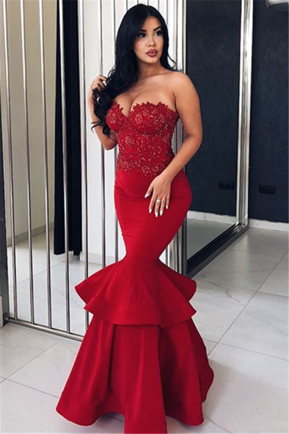 Sexy Red Mermaid Sweetheart Formal Dresses | Beaded Long Formal Gowns BC0265-newarrivaldress