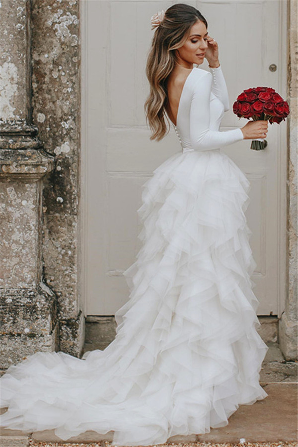 Elegant Appliques Wedding Dresses | Side Slit Mermaid Sleeveless Flowers Bridal Gowns-newarrivaldress