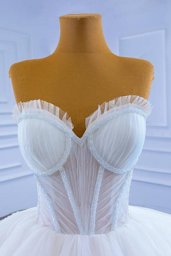 Sweetheart Ball Gown Wedding Dress Sleeveless Puffy Bridal Gown-newarrivaldress