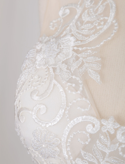 Ivory Wedding Dress Sleeveless Backless Natural Waist Lace Polyester With Train Long Bridal Dresses-newarrivaldress