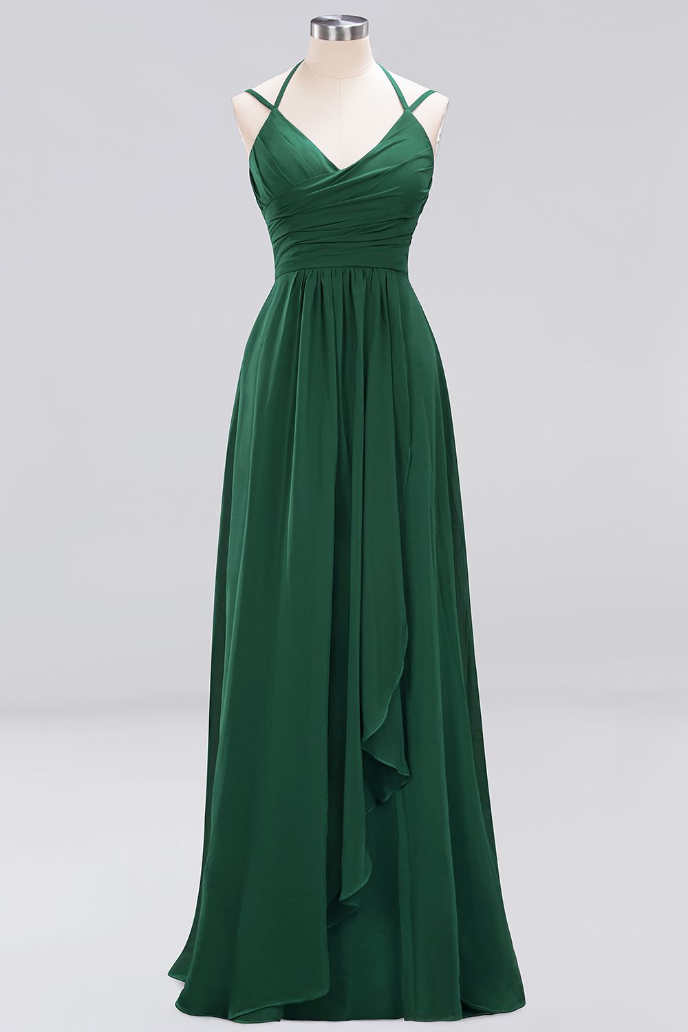 A-line Chiffon Spaghetti Straps Sleeveless Ruffles Floor-Length Bridesmaid Dresses-newarrivaldress