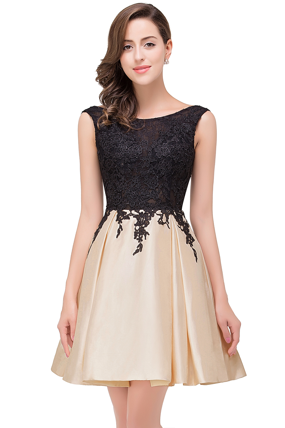 EVA | A-line Sleeveless Lace Appliques Short Prom Dresses-newarrivaldress