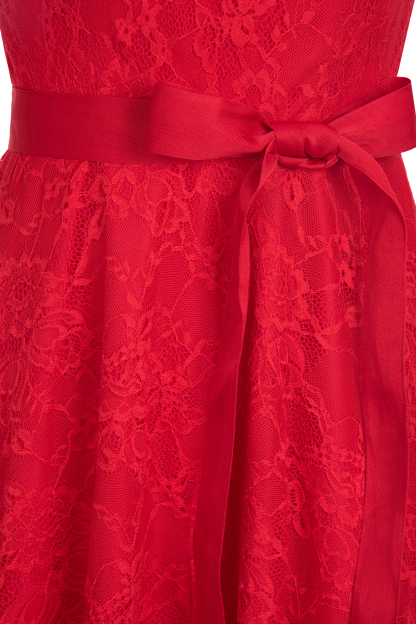 A-line Sleeveless Burgundy Lace Dresses with Bow-newarrivaldress