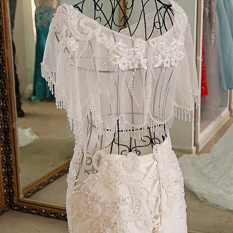 Fashionable Crew Short Sleeves Mermaid Floor-Length Lace-up Appliques Prom Dress