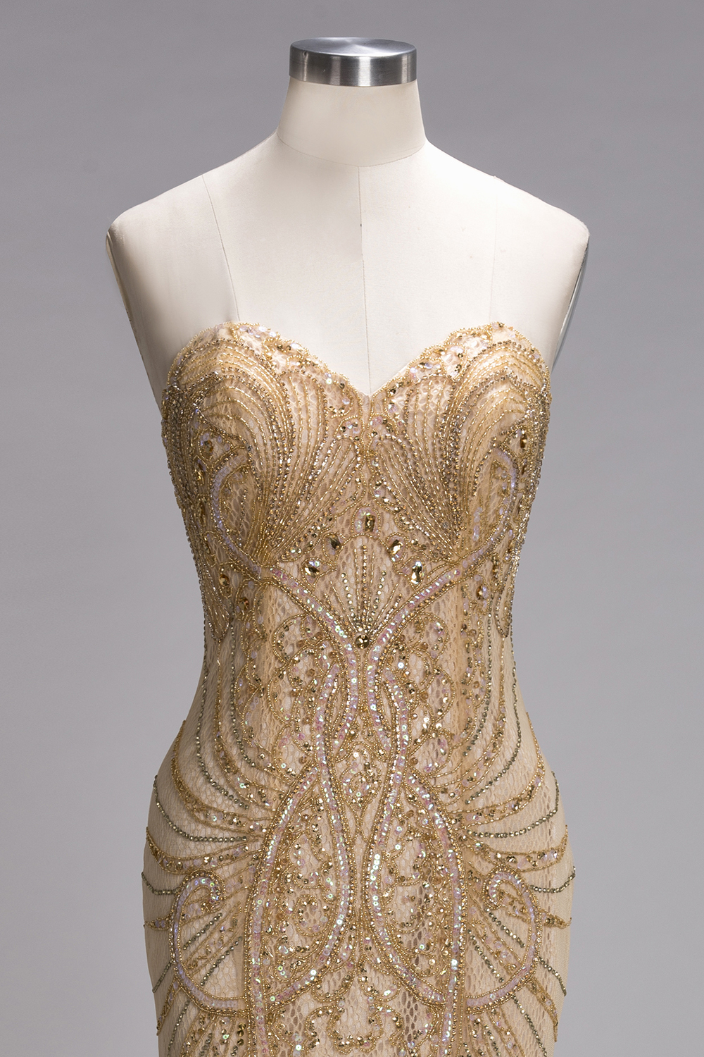 PRUDENCE | Mermaid Strapless Sweetheart Long Sequined Prom Dresses with Crystals