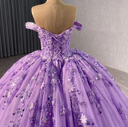 Off-the-Shoulder Ball Gown Quinceanera Dresses Tulle Sequins Aline Sweet 16 Dress
