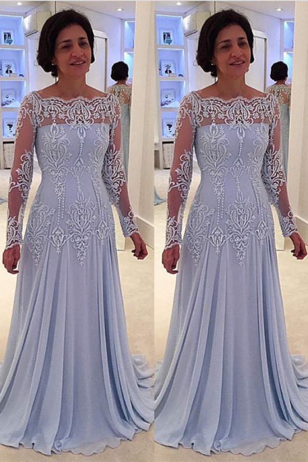 A-line Elegant Lace Long-Sleeve Mother-the-bride Dress | Plus Size Prom Dress-newarrivaldress