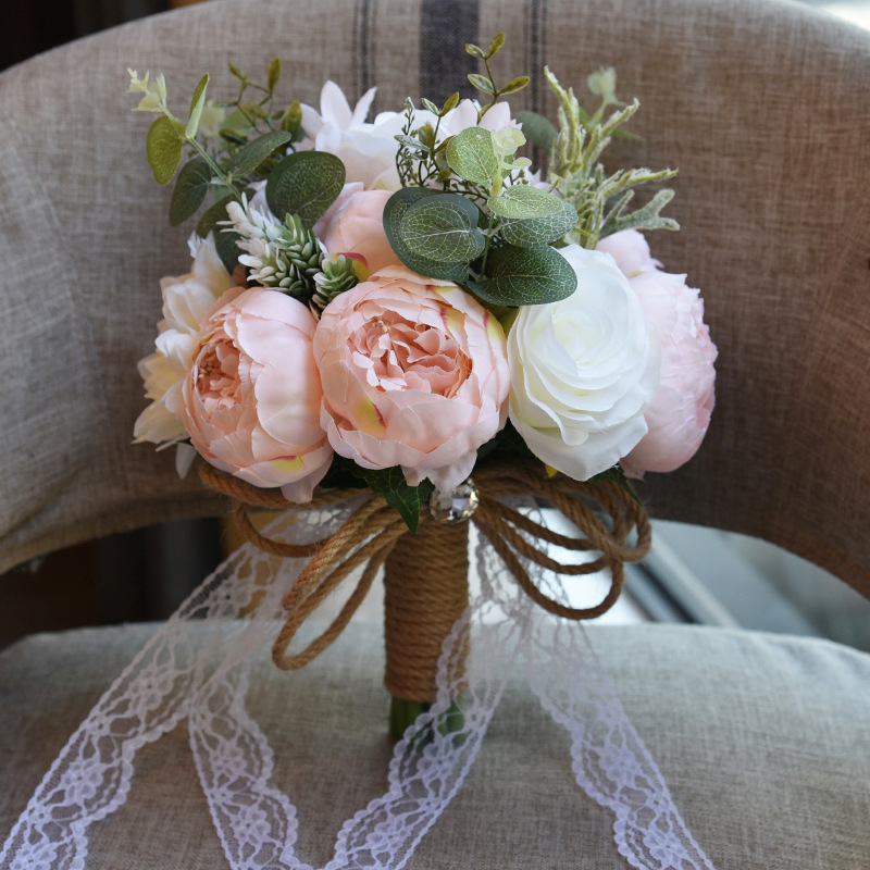 Real Touch Colorful Artifial Roses Wedding Bouquet-newarrivaldress