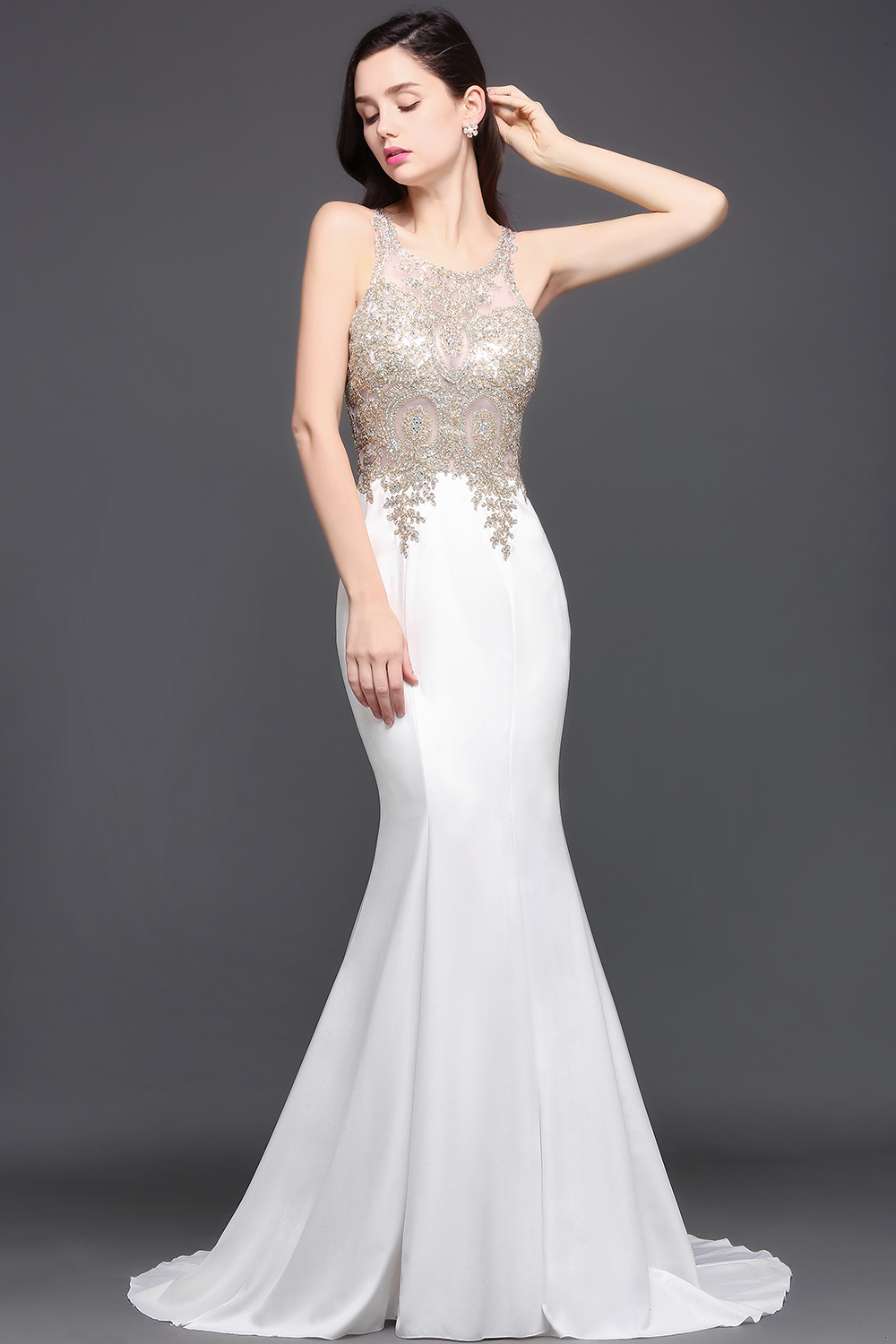 AVERIE | Mermaid Scoop Chiffon Elegant Prom Dress With Appliques-newarrivaldress