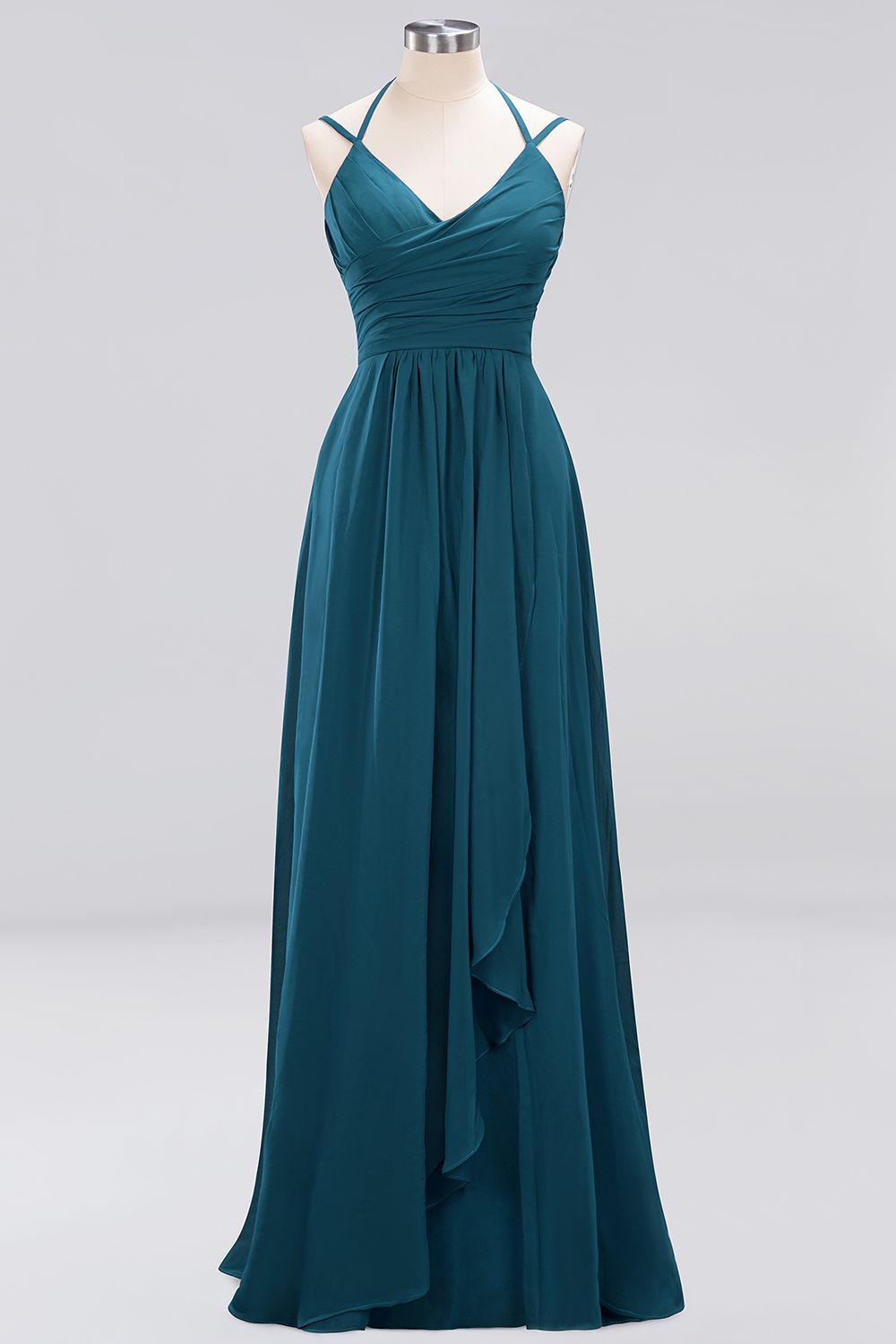 A-line Chiffon Spaghetti Straps Sleeveless Ruffles Floor-Length Bridesmaid Dresses-newarrivaldress