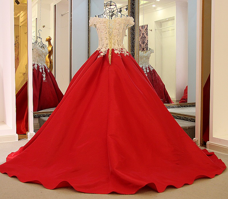 Ball Gown Sequins Applique A-Line Off-The-Shoulder Floor-Length Evening Dresses-newarrivaldress