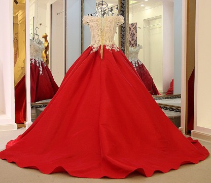 Ball Gown Sequins Applique A-Line Off-The-Shoulder Floor-Length Evening Dresses