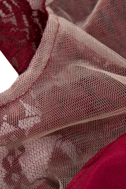 Burgundy Lace Short Sleeves A-line Dresses with Bow-newarrivaldress