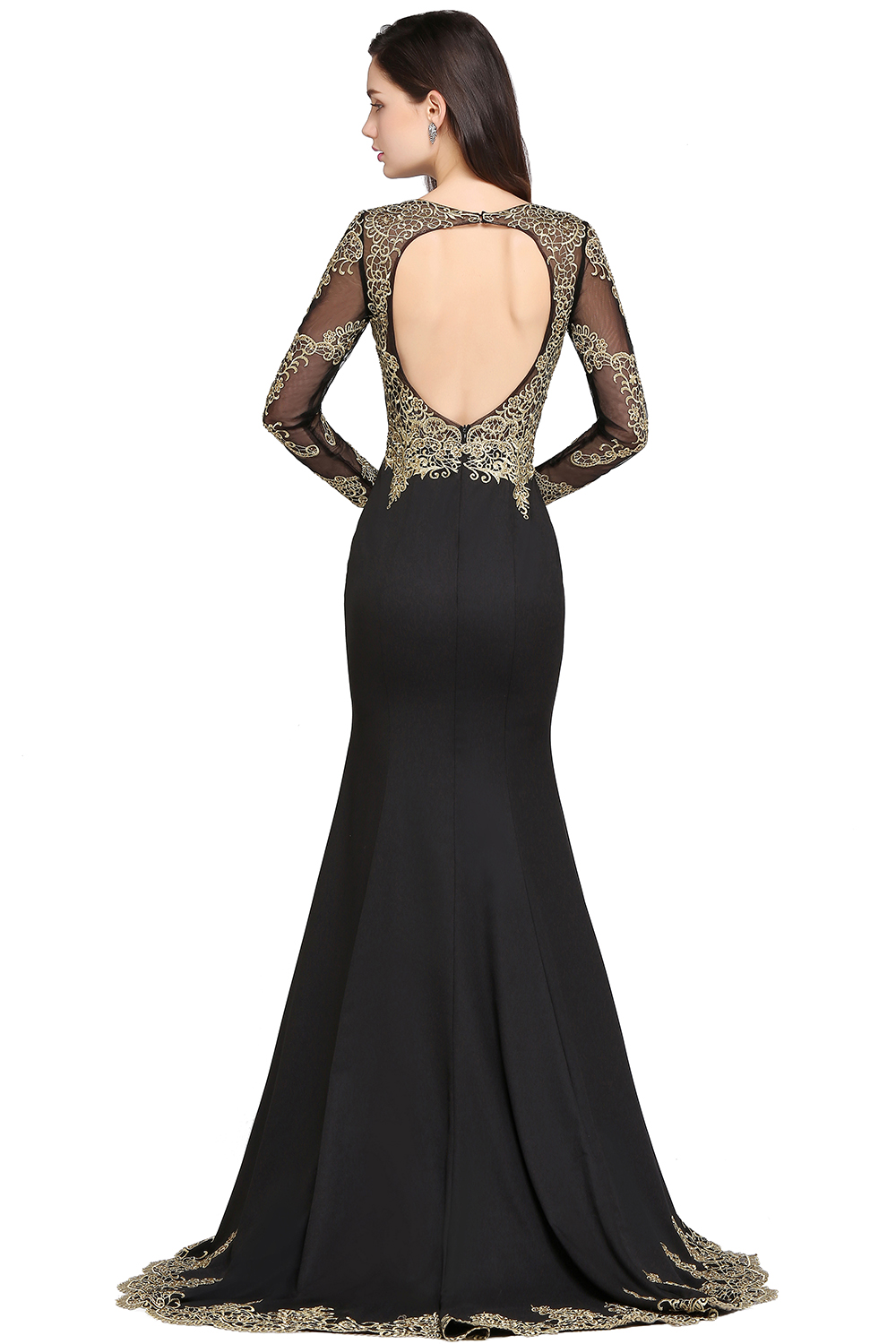 AMANDA | Mermaid Scoop Floor Length Black Elegant Evening Dresses with Appliques-newarrivaldress