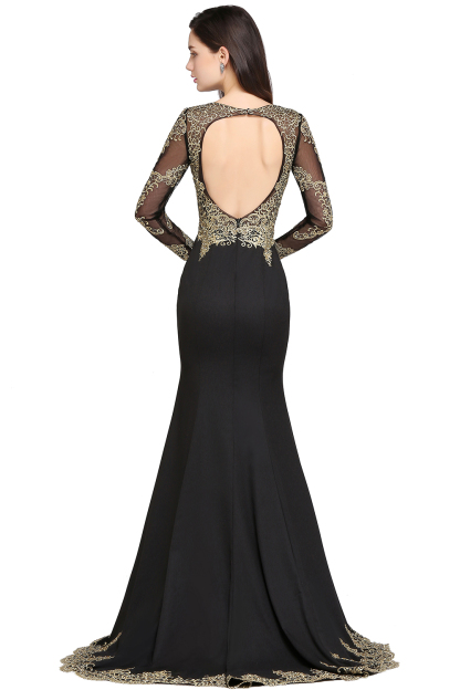 AMANDA | Mermaid Scoop Floor Length Black Elegant Evening Dresses with Appliques-newarrivaldress
