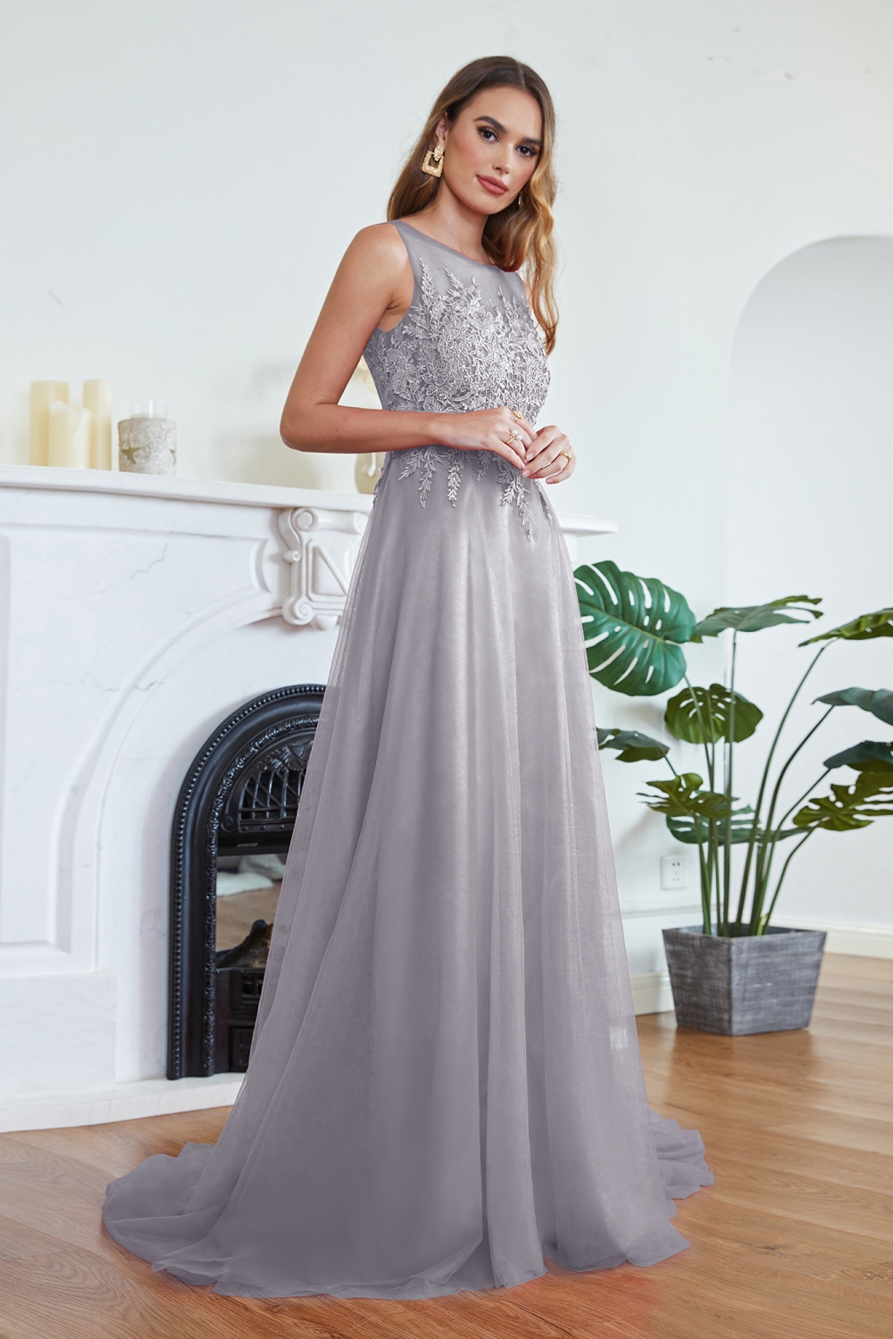 ABRIL | A-line Court Train Tulle Evening Dress with Appliques-newarrivaldress
