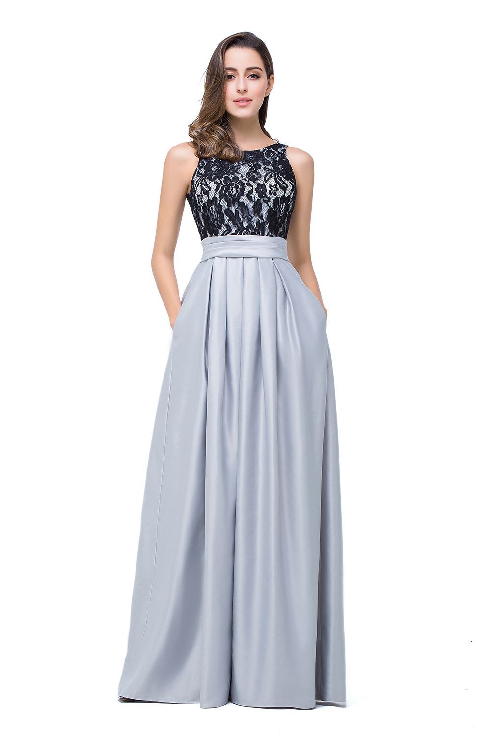 ELLIE | A-line Floor-length Crew Chiffon Lace Bridesmaid Dresses-newarrivaldress