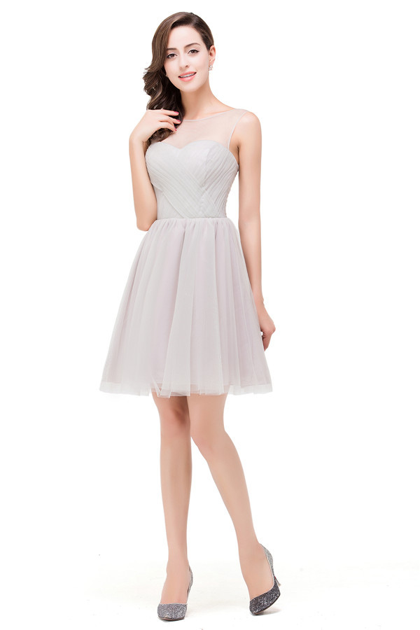 HARLOW | Elegant A-line Crew Mini Silver Bridesmaid Dresses With Ruffle-newarrivaldress