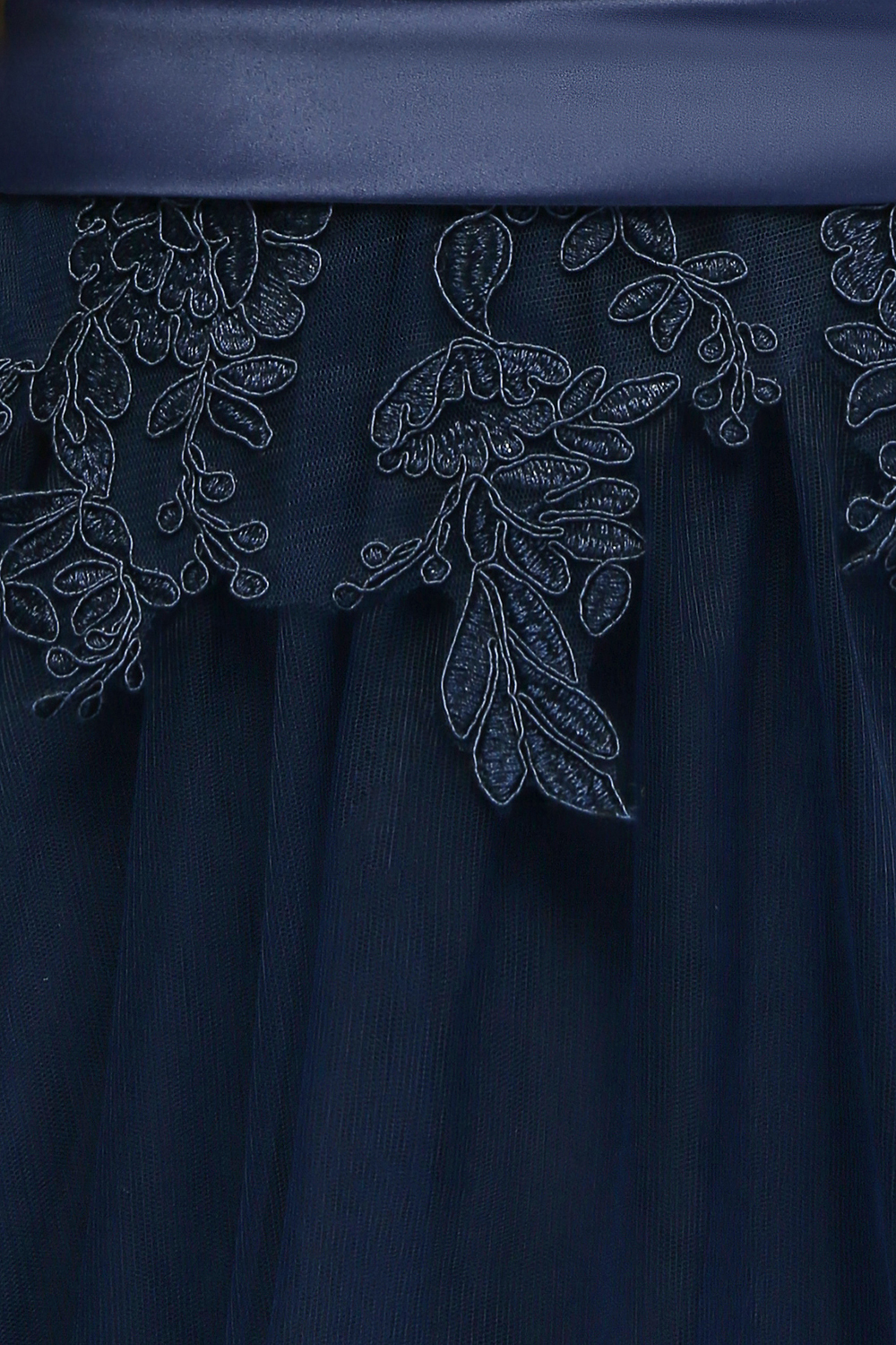 NANA | A-line Half Sleeves Floor Length Slit Appliqued Tulle Prom Dresses with Sash-newarrivaldress