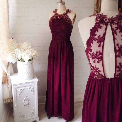 Delicate Lace Appliques Jewel Sleeveless Custom Made A-line Prom Dresses-newarrivaldress