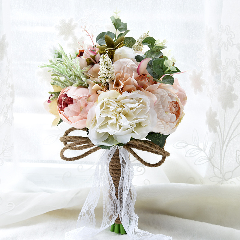 Real Touch Colorful Artifial Roses Wedding Bouquet