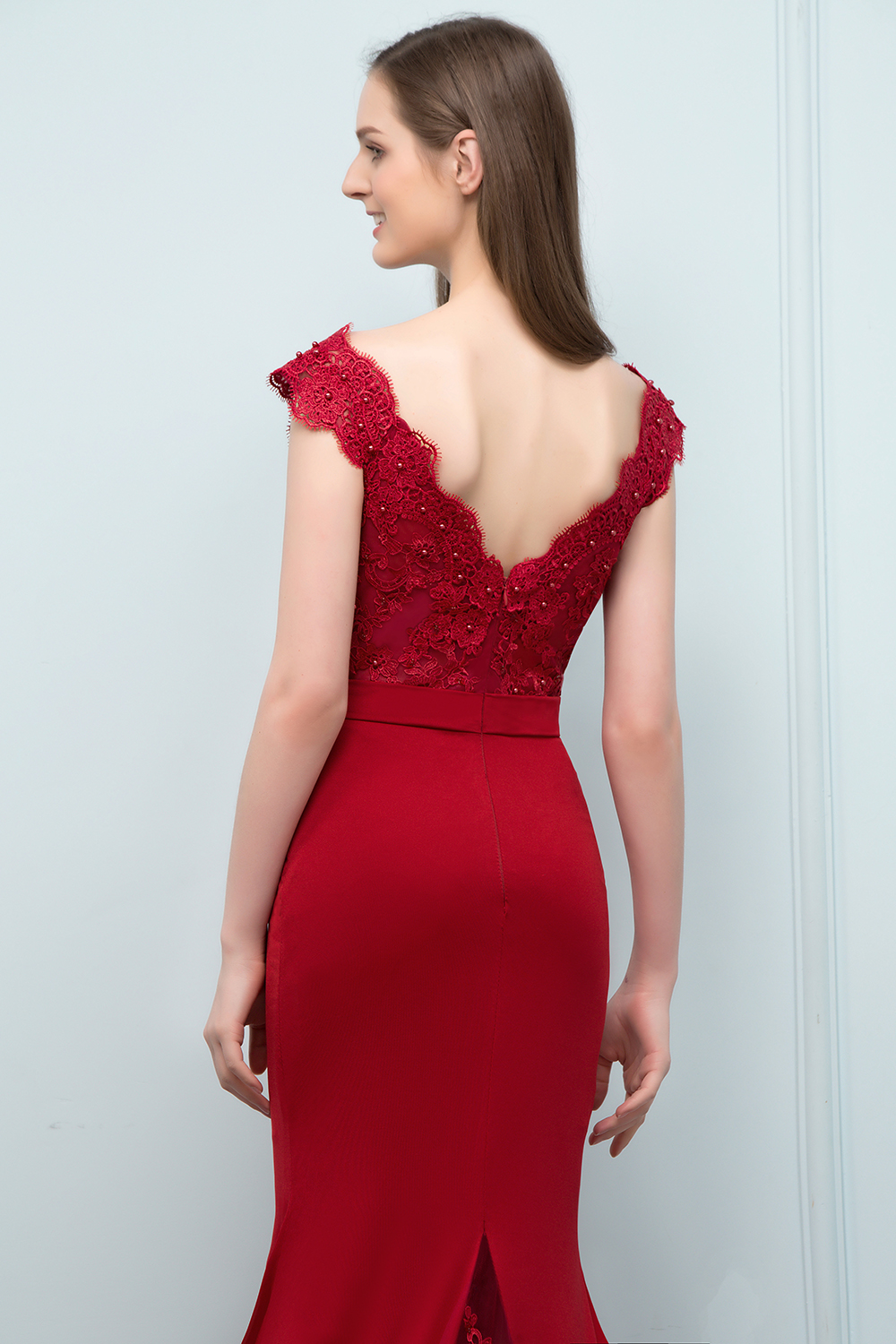 JOURNEY | Mermaid Floor Length V-neck Appliques Beads Prom Dresses with Sash-newarrivaldress