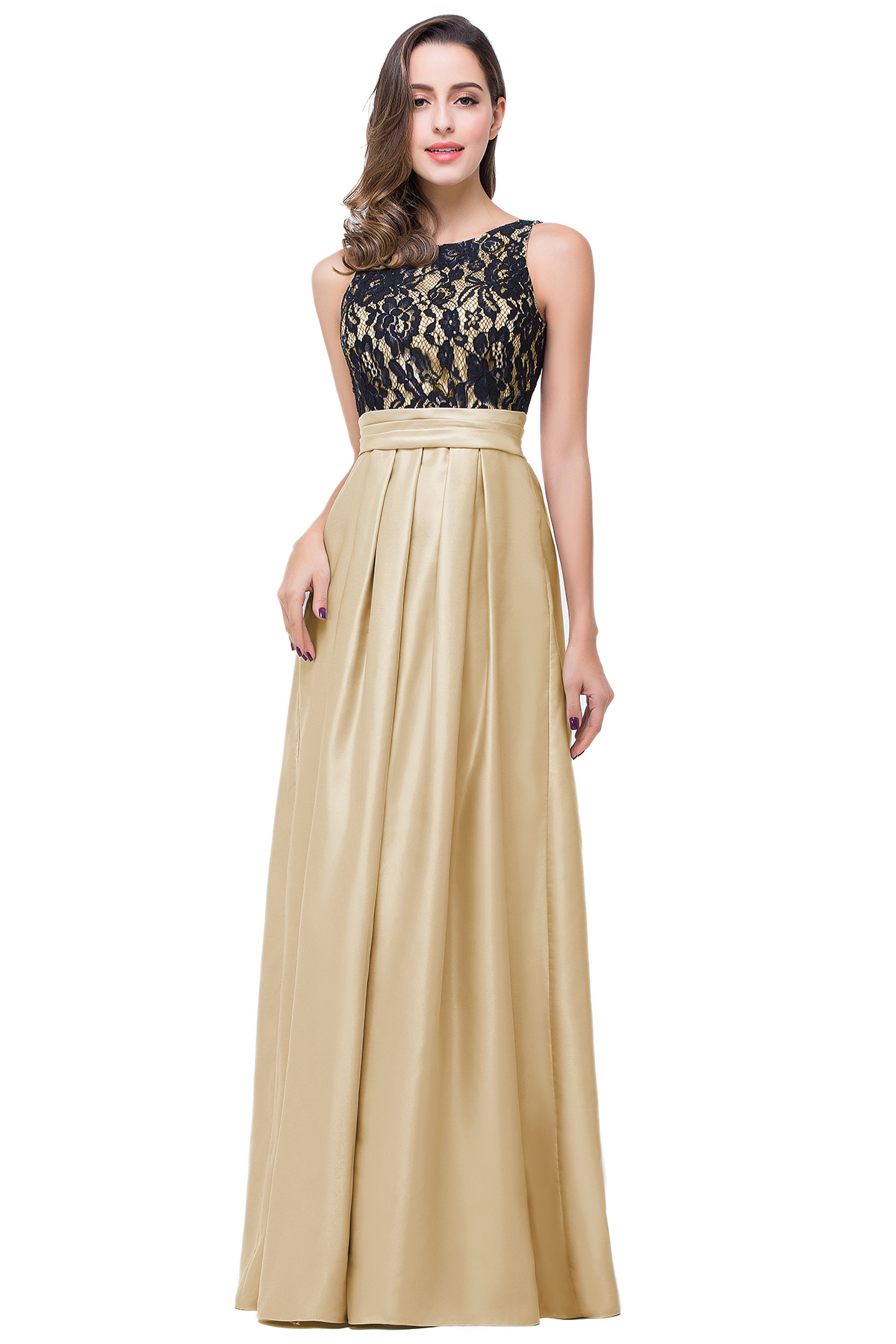 ELLIE | A-line Floor-length Crew Chiffon Lace Bridesmaid Dresses-newarrivaldress