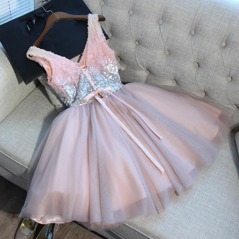 Delicate Sequined Pink Straps Sexy Short Homecoming Dresses | Custom Made A-line Party Gown BA9973-newarrivaldress