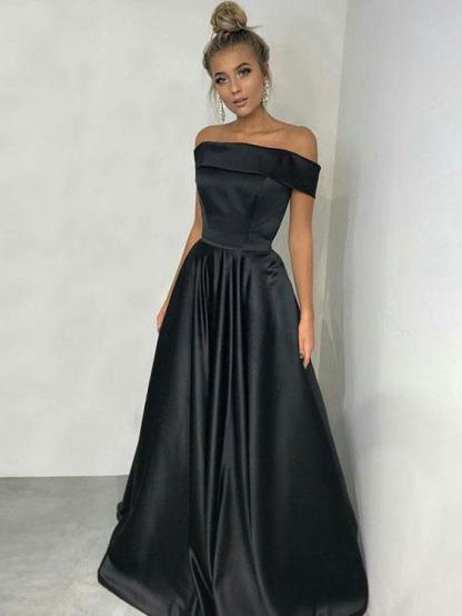 Sexy Black Off-the-Shoulder LongProm Dress Online-newarrivaldress