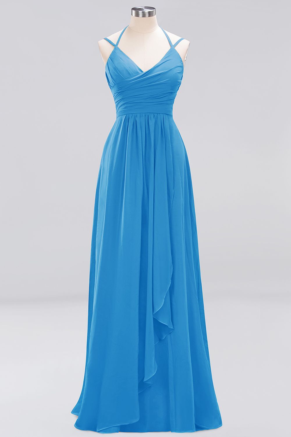 A-line Chiffon Spaghetti Straps Sleeveless Ruffles Floor-Length Bridesmaid Dresses-newarrivaldress