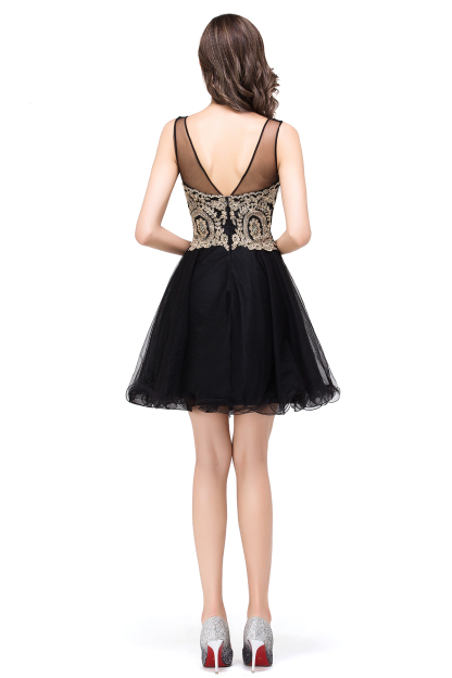 ESTRELLA | A-line Crew Short Sleeveless Appliques Prom Dress-newarrivaldress
