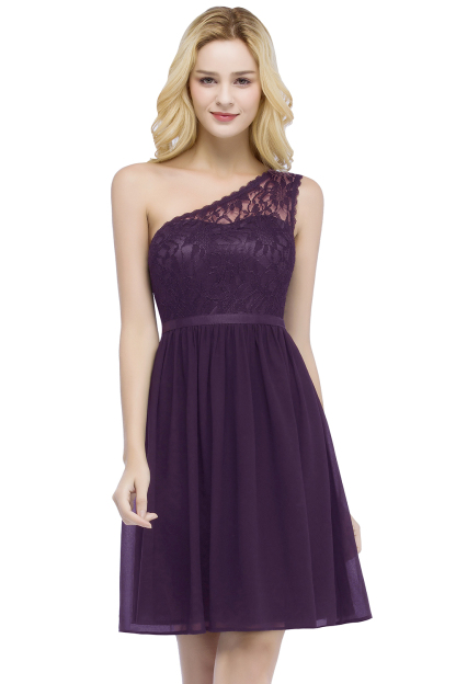 ROSA | A-line Short One-shoulder Lace Top Chiffon Homecoming Dresses with Sash-newarrivaldress