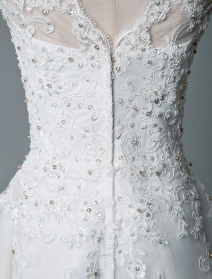 Vintage Wedding Dress Tea Length Jewel Neck Sleeveless A Line Natural Waist Tulle Short Bridal Dress Exclusive-newarrivaldress