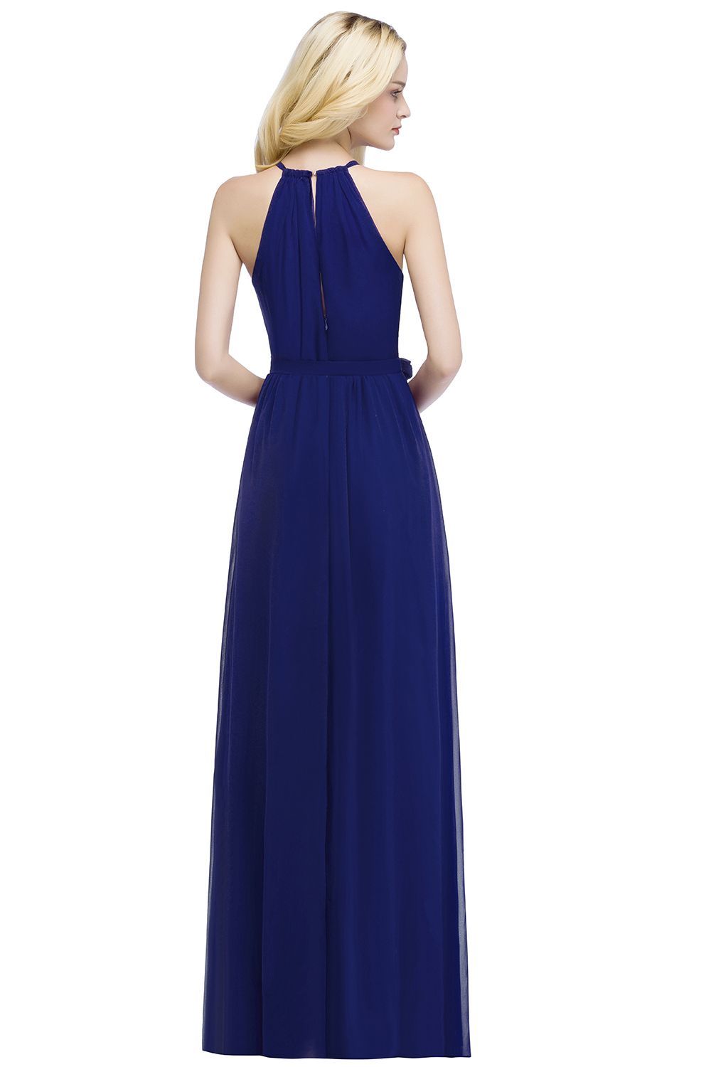 ROSALIND | A-line Halter Floor Length Burgundy Bridesmaid Dresses with Bow Sash-newarrivaldress