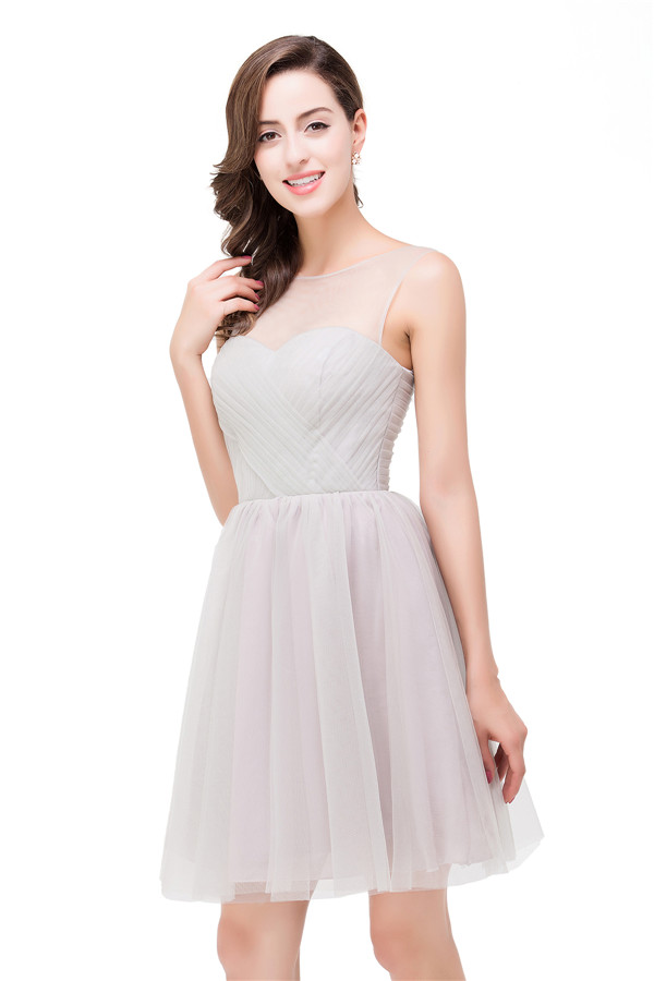 HARLOW | Elegant A-line Crew Mini Silver Bridesmaid Dresses With Ruffle-newarrivaldress