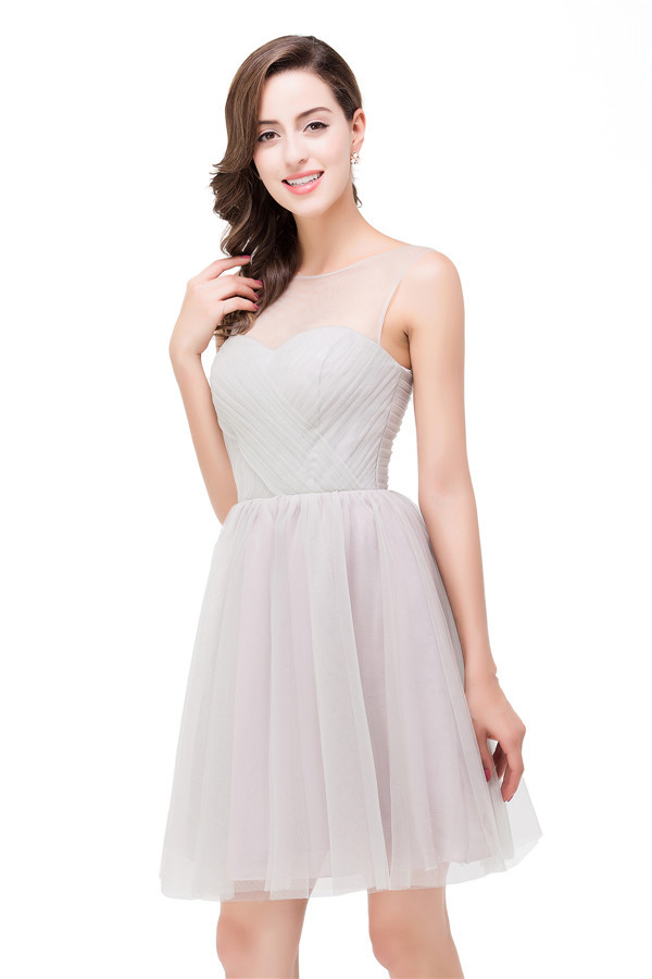HARLOW | Elegant A-line Crew Mini Silver Bridesmaid Dresses With Ruffle-newarrivaldress