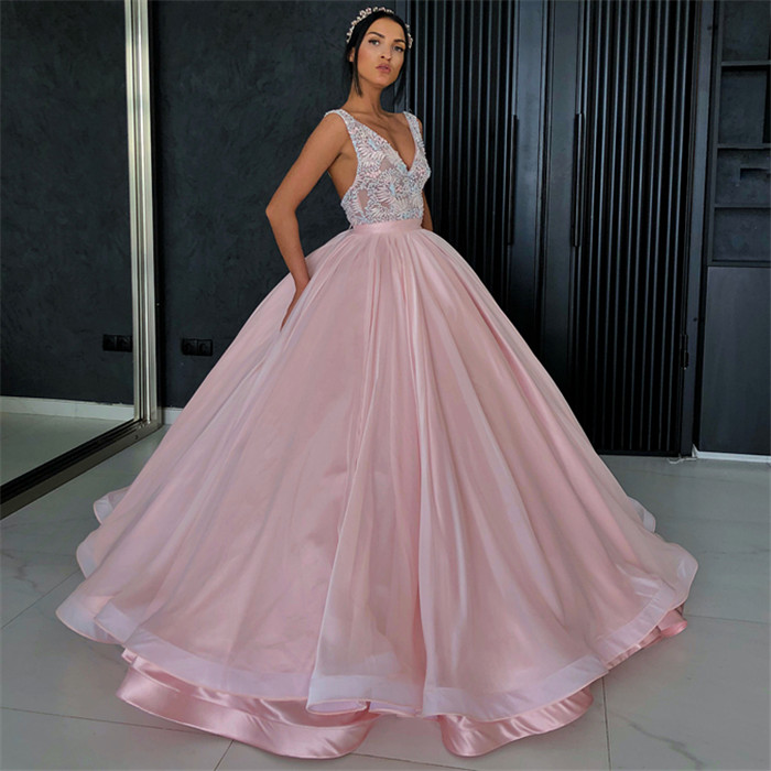 Charming Appliques V-Neck Sleeveless Prom Dress-newarrivaldress