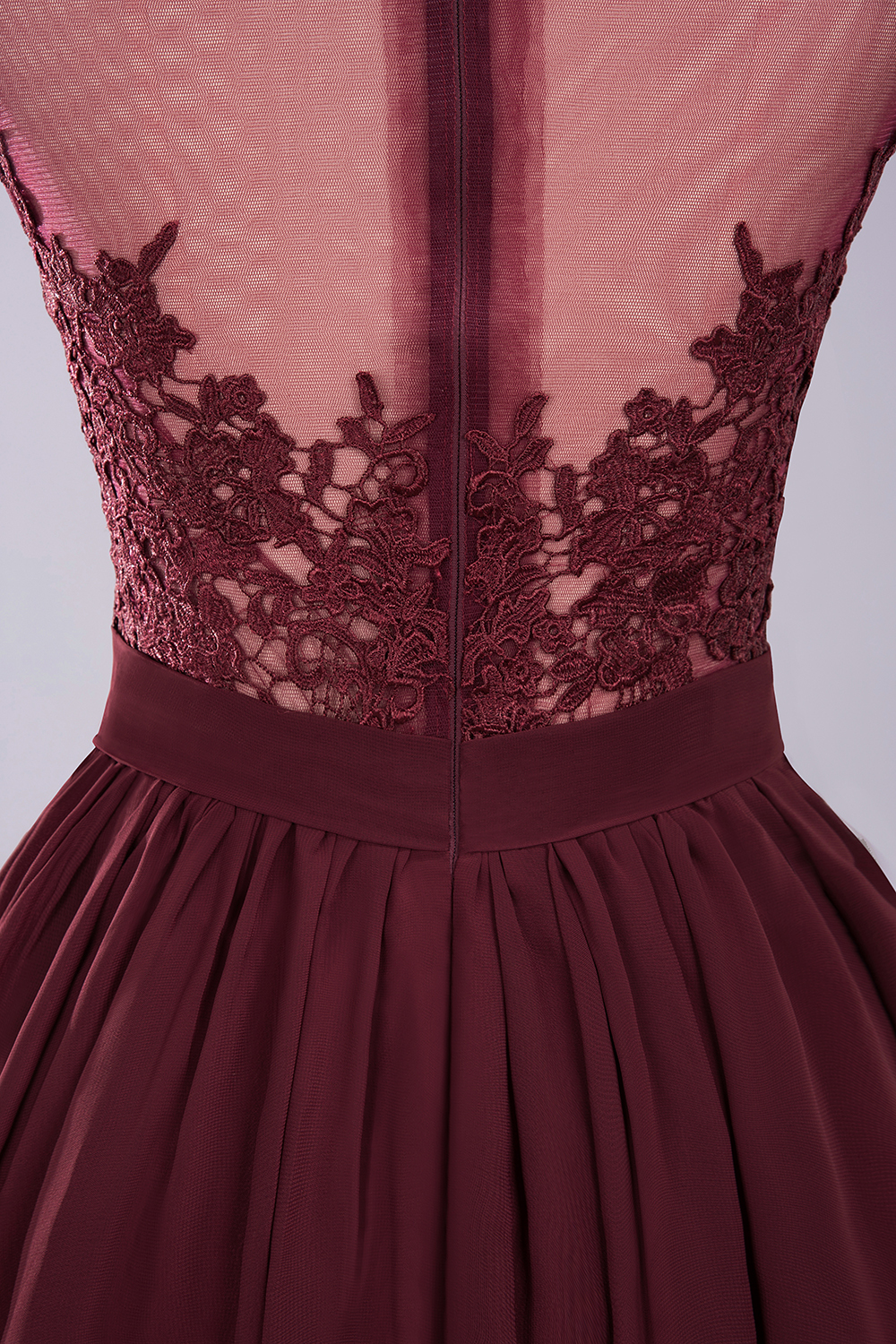 A-line Chiffon Lace Jewel Sleeveless Floor-Length Bridesmaid Dresses with Appliques-newarrivaldress