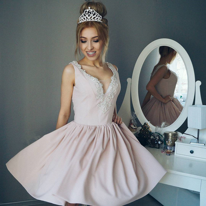 Elegant Beading Straps A-line Sleeveless Short Homecoming Dress-newarrivaldress