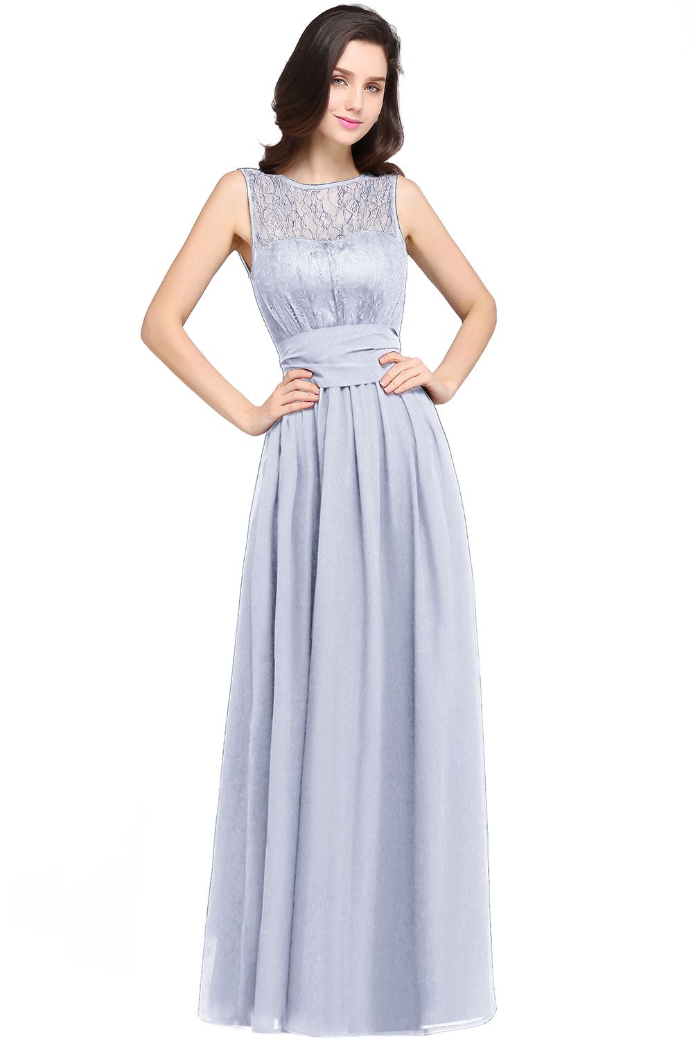 Elegant A-line Floor-length Chiffon Simple Evening Dress Sleeveless-newarrivaldress