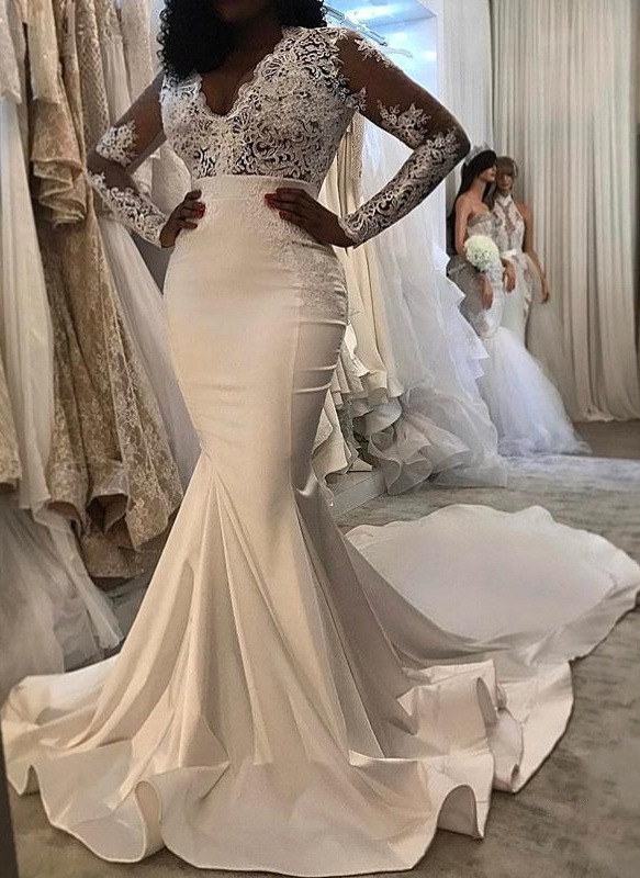 Sexy Lace Mermaid Wedding Dresses | Long Sleeve Wedding Dresses-newarrivaldress