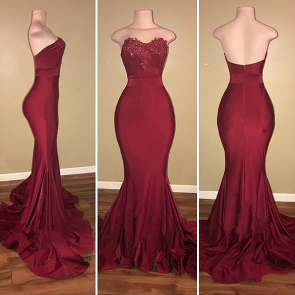 Elegant Sweetheart MaroonProm Dress Mermaid With Lace BA9194-newarrivaldress