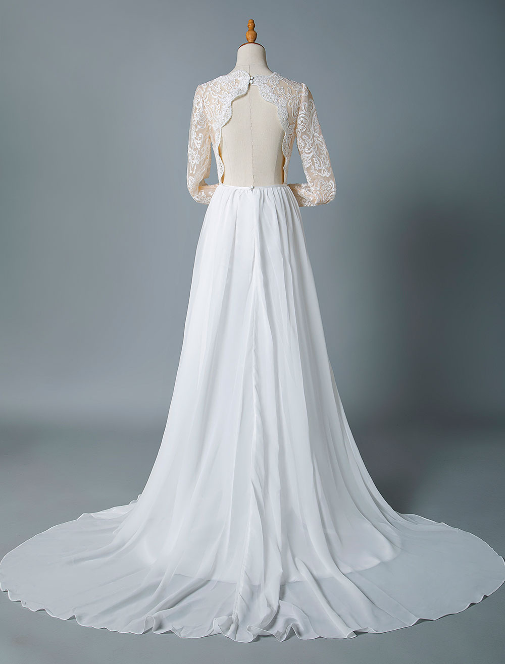 Boho Wedding Dresses 2021 Jewel Neck Long Sleeve A Line Floor Length Chffion Bridal Dress For Beach Wedding-newarrivaldress